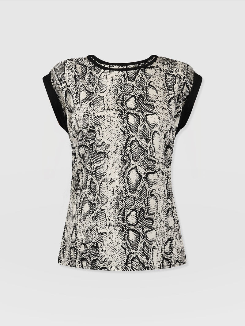 Turn Up Contrast Tee Cream Snake - Women's T-Shirts | Saint + Sofia® US