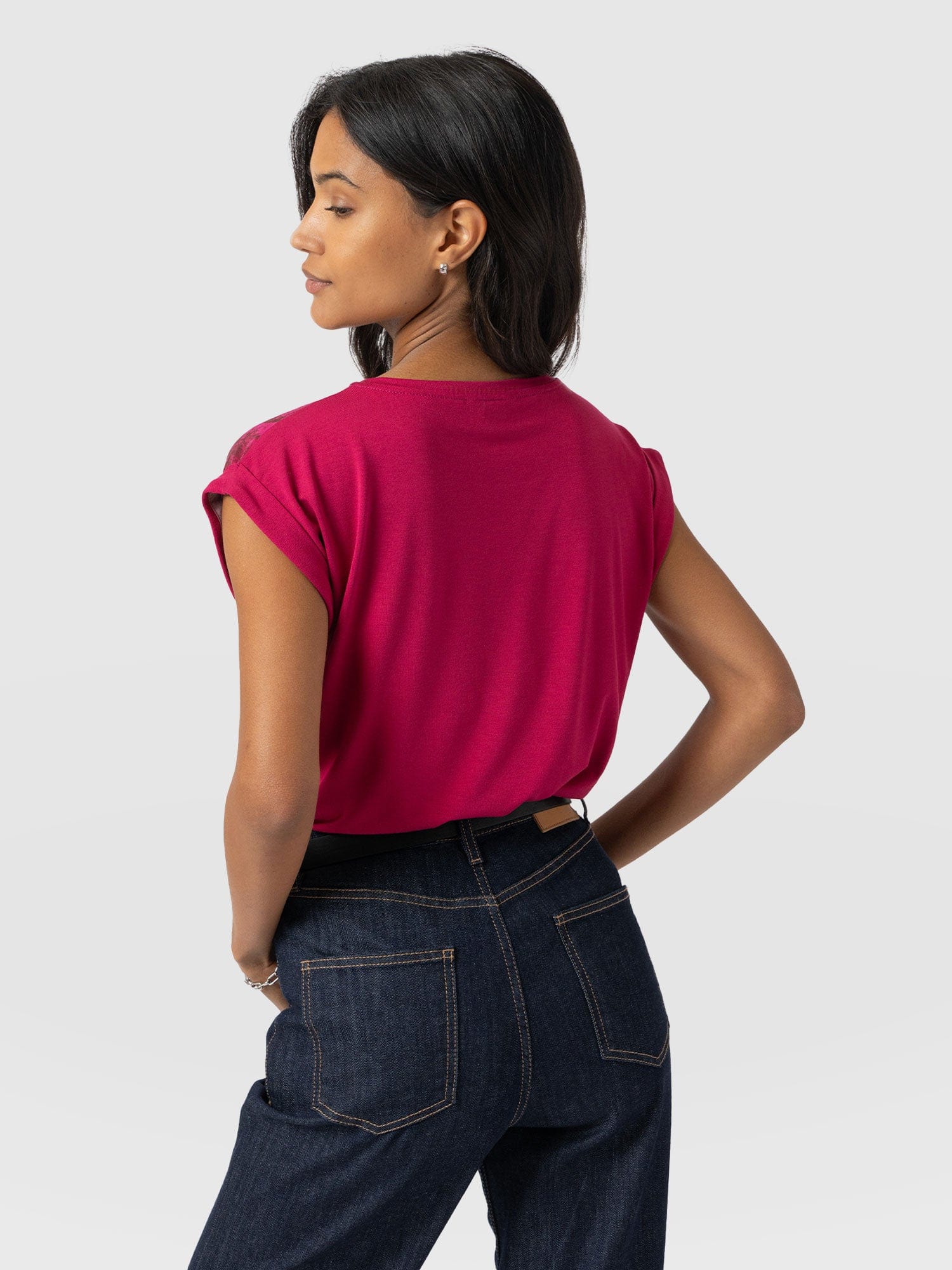 Turn Up Contrast Tee Pink Marble - Women's T-Shirts | Saint + Sofia® US