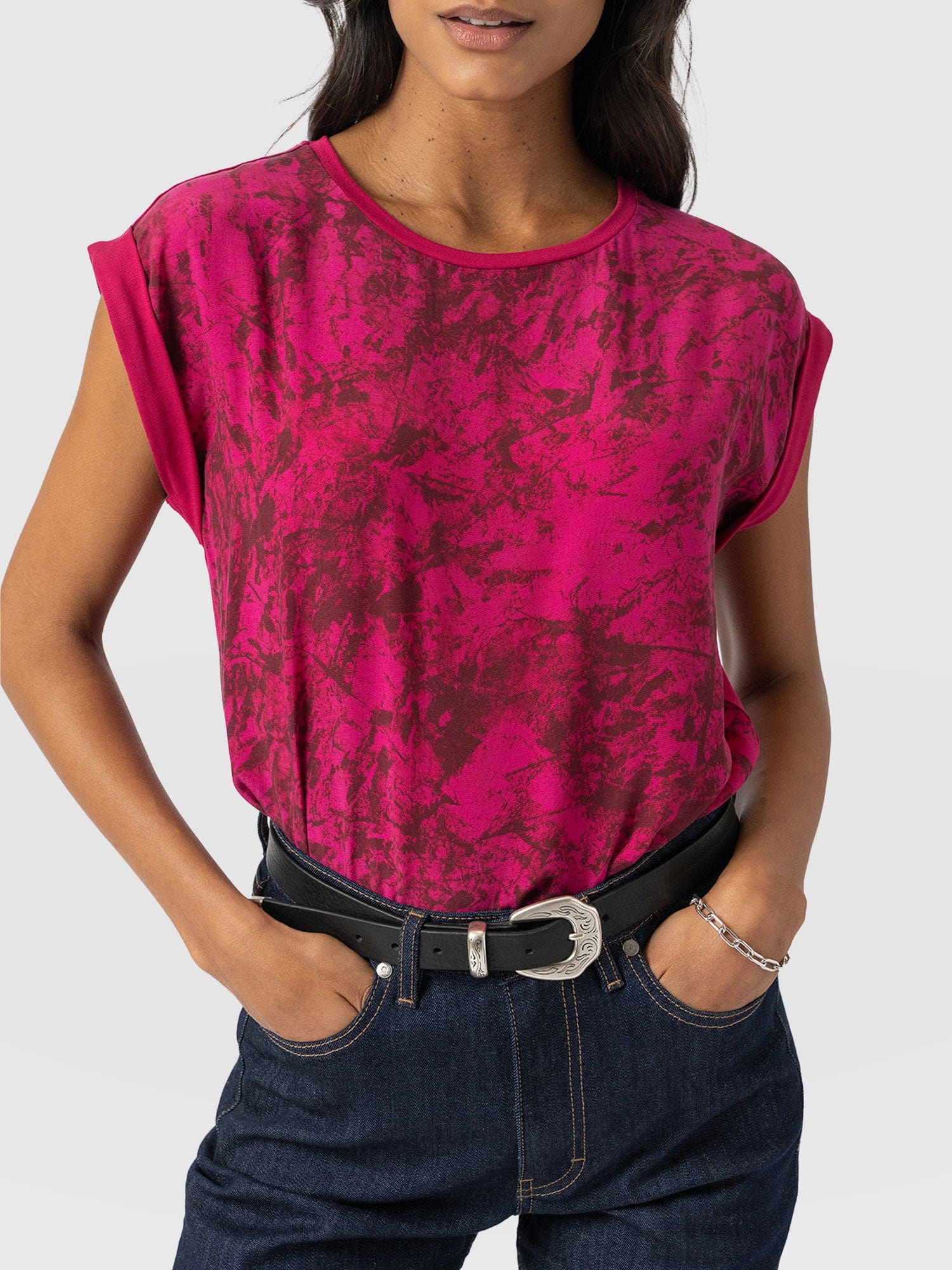 Turn Up Contrast Tee Pink Marble - Women's T-Shirts | Saint + Sofia® US