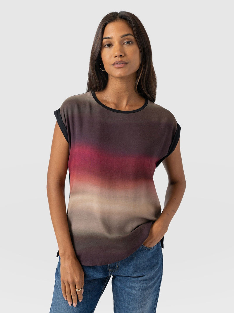 Turn Up Contrast Tee - Purple Gradient - Women's T-shirts | Saint and Sofia® USA