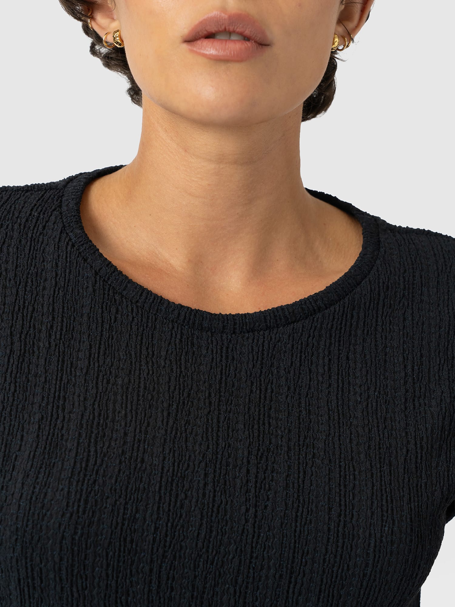 Turn Up Tee - Black Textured - Women's T-shirts | Saint and Sofia® USA