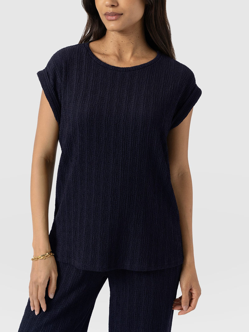 Turn Up Tee - Navy Textured - Women's T-shirts | Saint + Sofia® USA