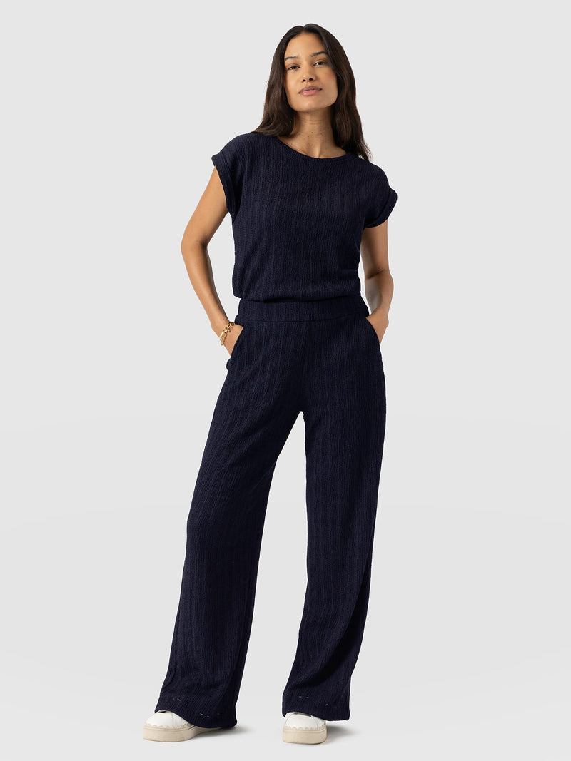 Turn Up Tee - Navy Textured - Women's T-shirts | Saint + Sofia® USA