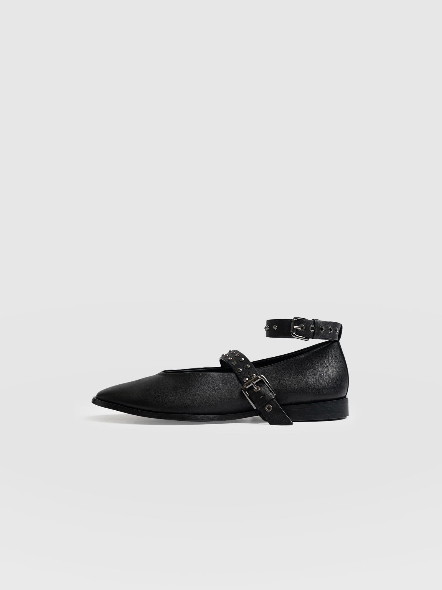 Vega Studded Ballerina Flats - Black - Women's Shoes | Saint + Sofia? USA