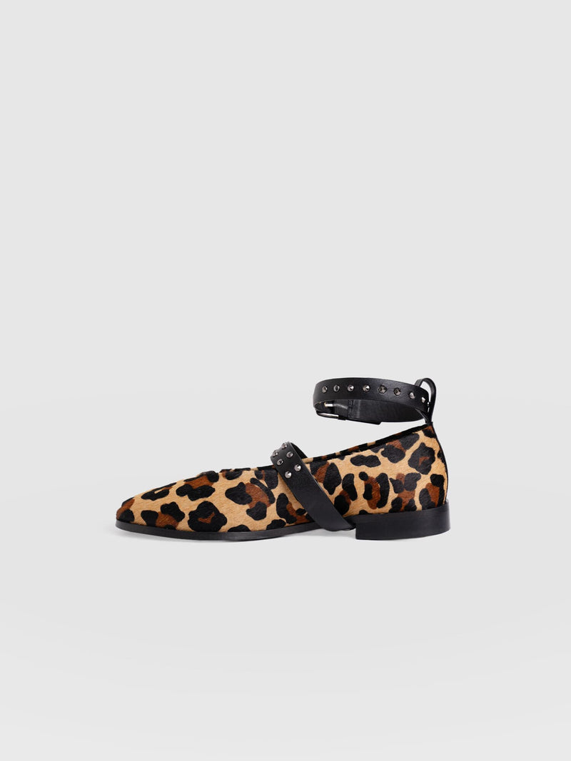 Vega Studded Ballerina Flats - Leopard - Women's Shoes | Saint + Sofia? USA