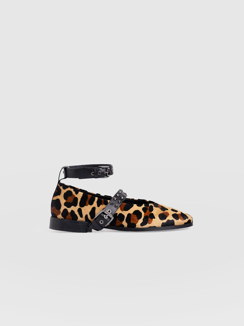 Vega Studded Ballerina Flats - Leopard - Women's Shoes | Saint + Sofia? USA