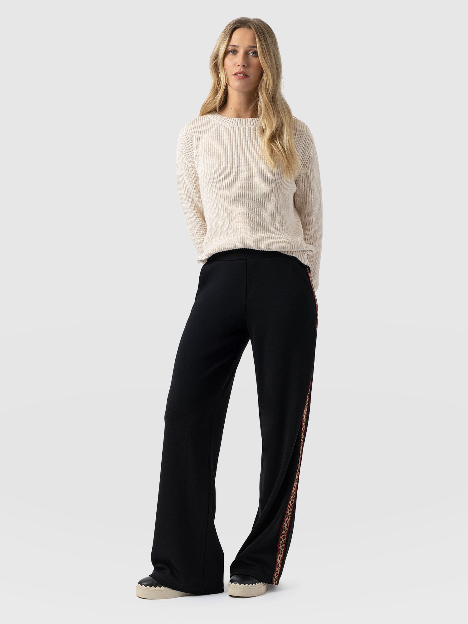 Victory Straight Leg Pant - Black - Leopard - Women's Pants | Saint + Sofia® USA
