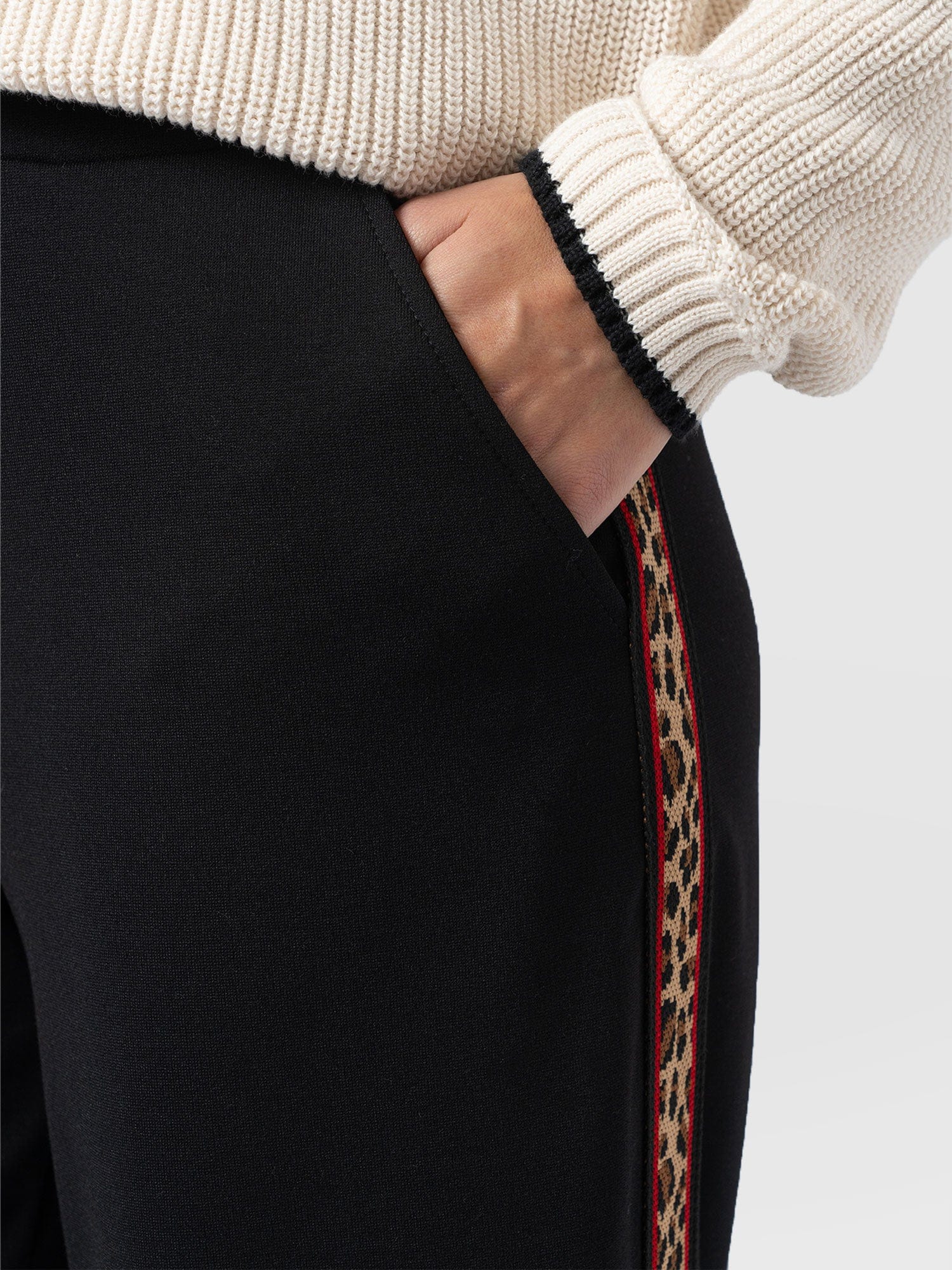 Victory Straight Leg Pant - Black - Leopard - Women's Pants | Saint + Sofia® USA