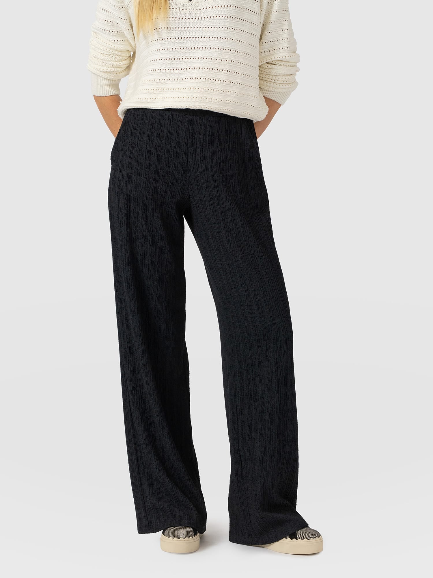 Victory Straight Leg Pant - Black Textured - Women's Pants | Saint and Sofia® USA