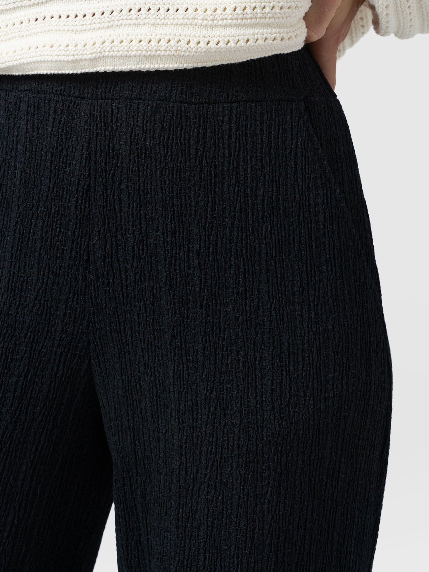 Victory Straight Leg Pant - Black Textured - Women's Pants | Saint + Sofia® USA