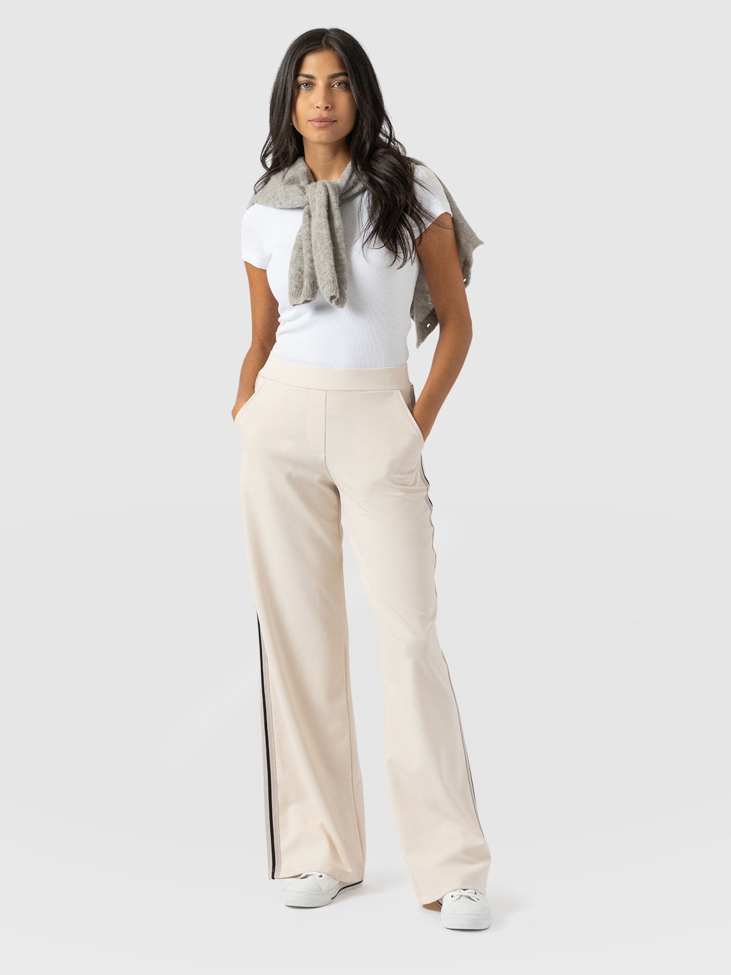Victory Straight Leg Pant - Cream - Black Stripe - Women's Pants | Saint + Sofia® USA