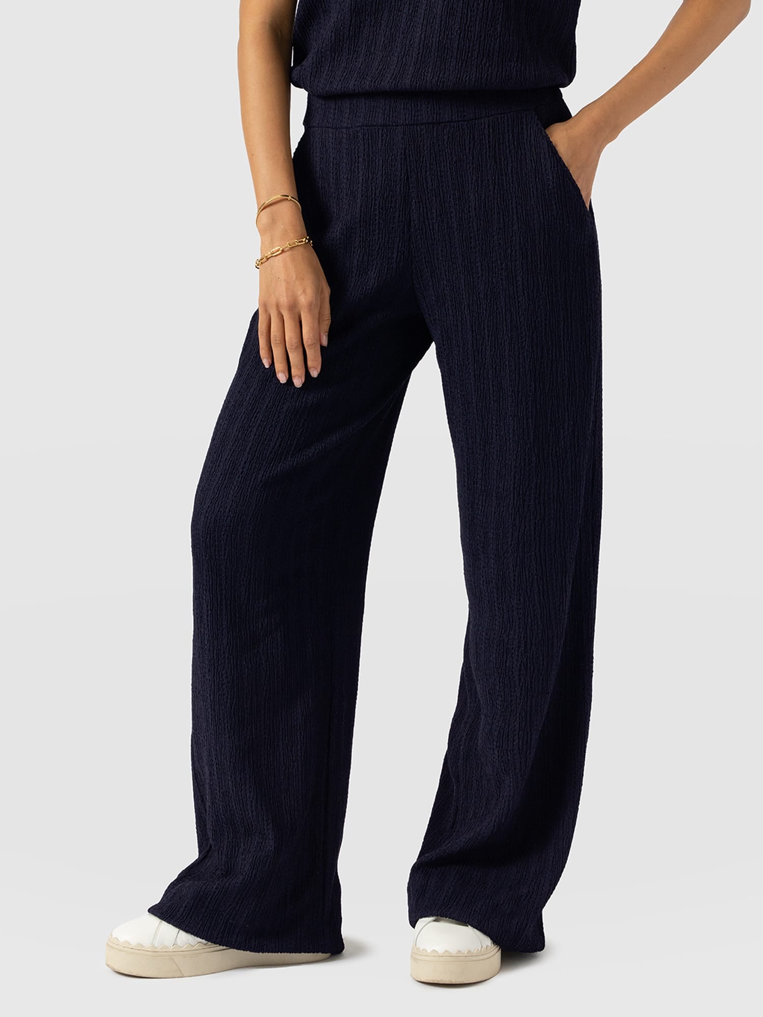 Victory Straight Leg Pant - Navy Textured - Women's Pants | Saint + Sofia® USA