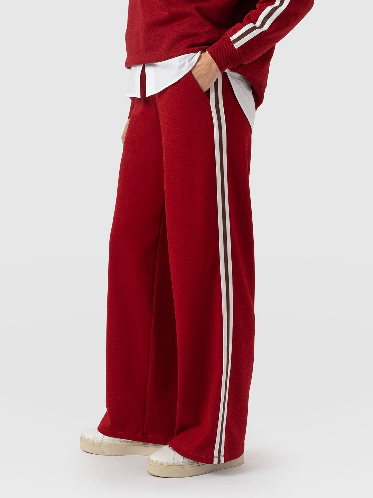 Victory Straight Leg Pant - Red - Brown Stripe - Women's Pants | Saint + Sofia® USA