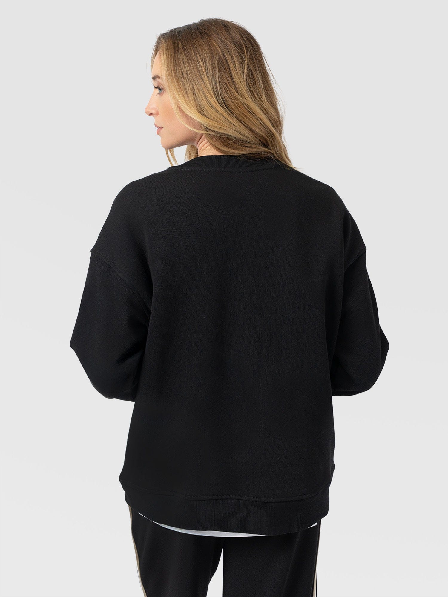 Victory Sweatshirt - Black - Cream/Beige Stripe - Women's Sweaters | Saint and Sofia® USA