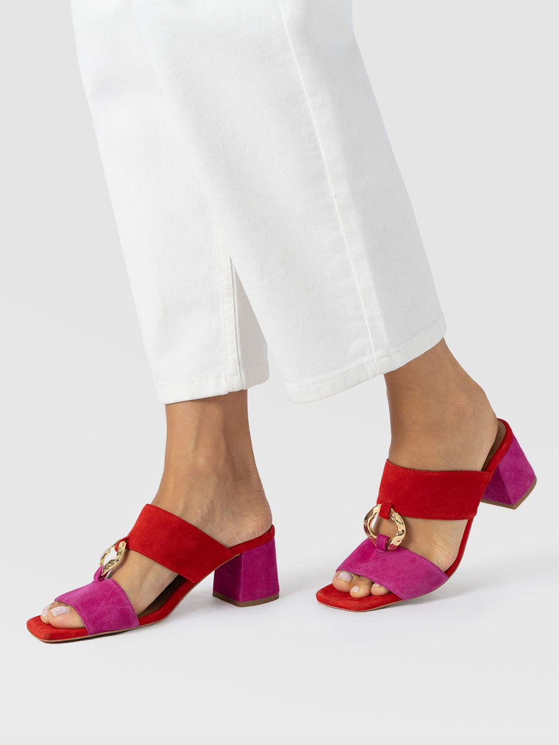 Vivienne Heeled Mules - Pink/Red - Women's Shoes | Saint + Sofia® USA