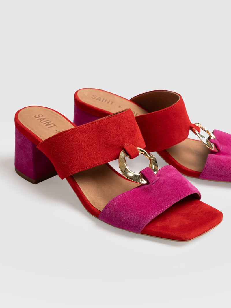 Vivienne Heeled Mules - Pink/Red - Women's Shoes | Saint + Sofia® USA