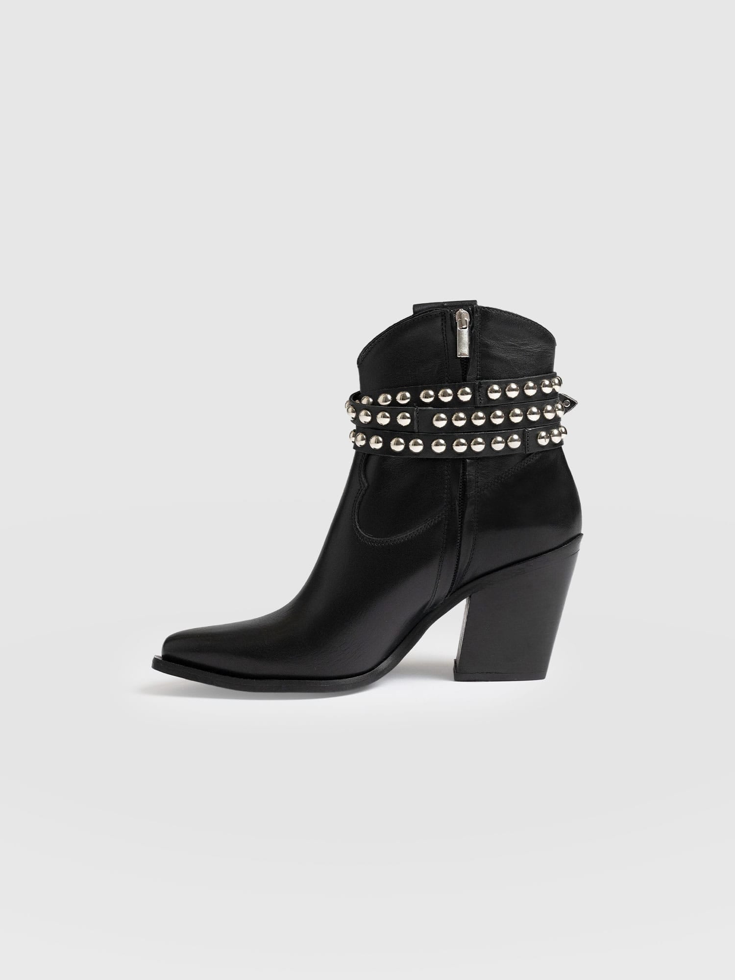 Western Studded Boot Black - Women's Leather Boots | Saint + Sofia® USA