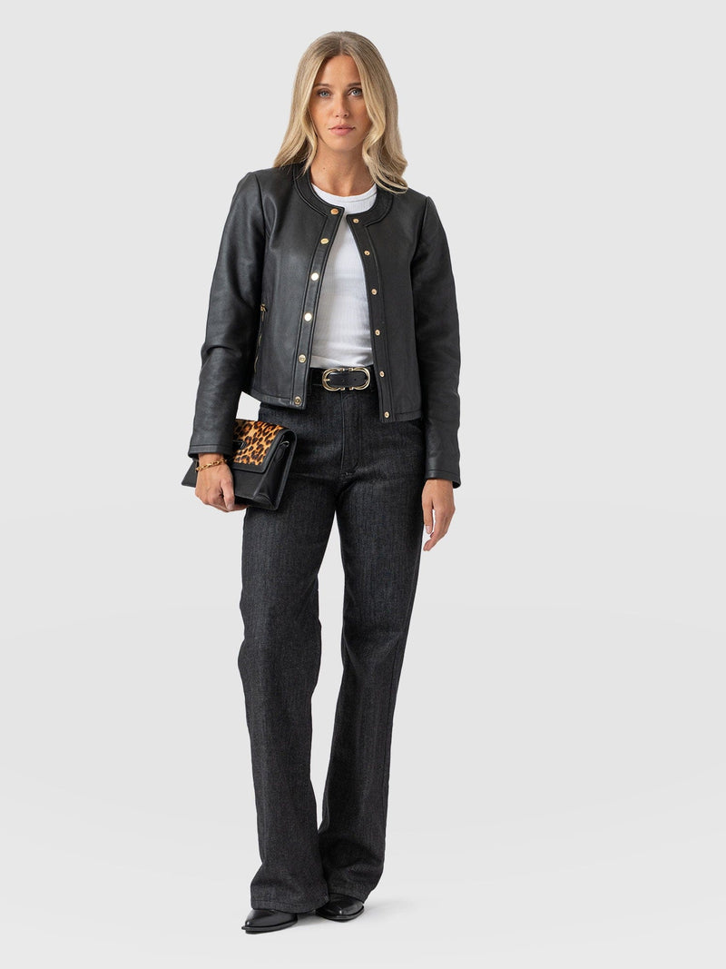 Wide Leg Flare Stretch Jeans Black Wash - Women's Jeans | Saint + Sofia® US