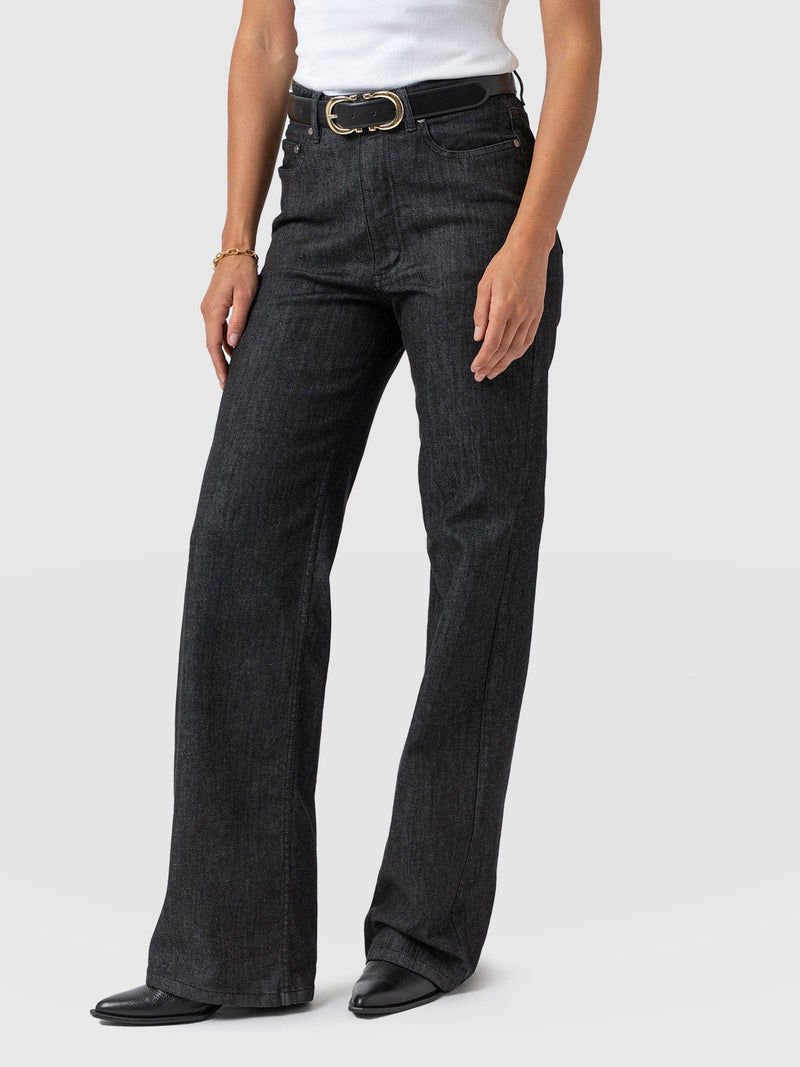 Wide Leg Flare Stretch Jeans Black Wash - Women's Jeans | Saint + Sofia® US