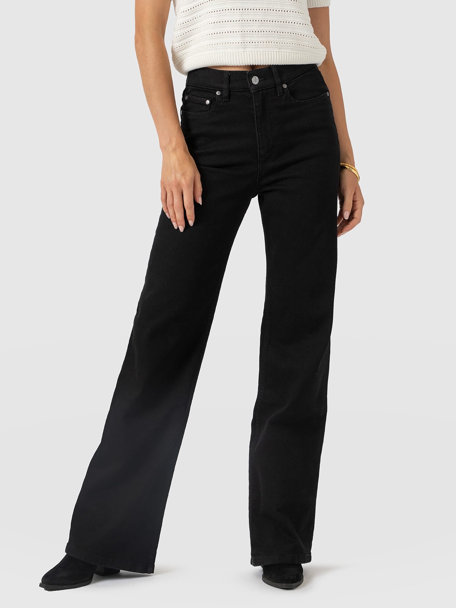 Wide Leg Jean - Black - Women's Denims | Saint and Sofia® USA