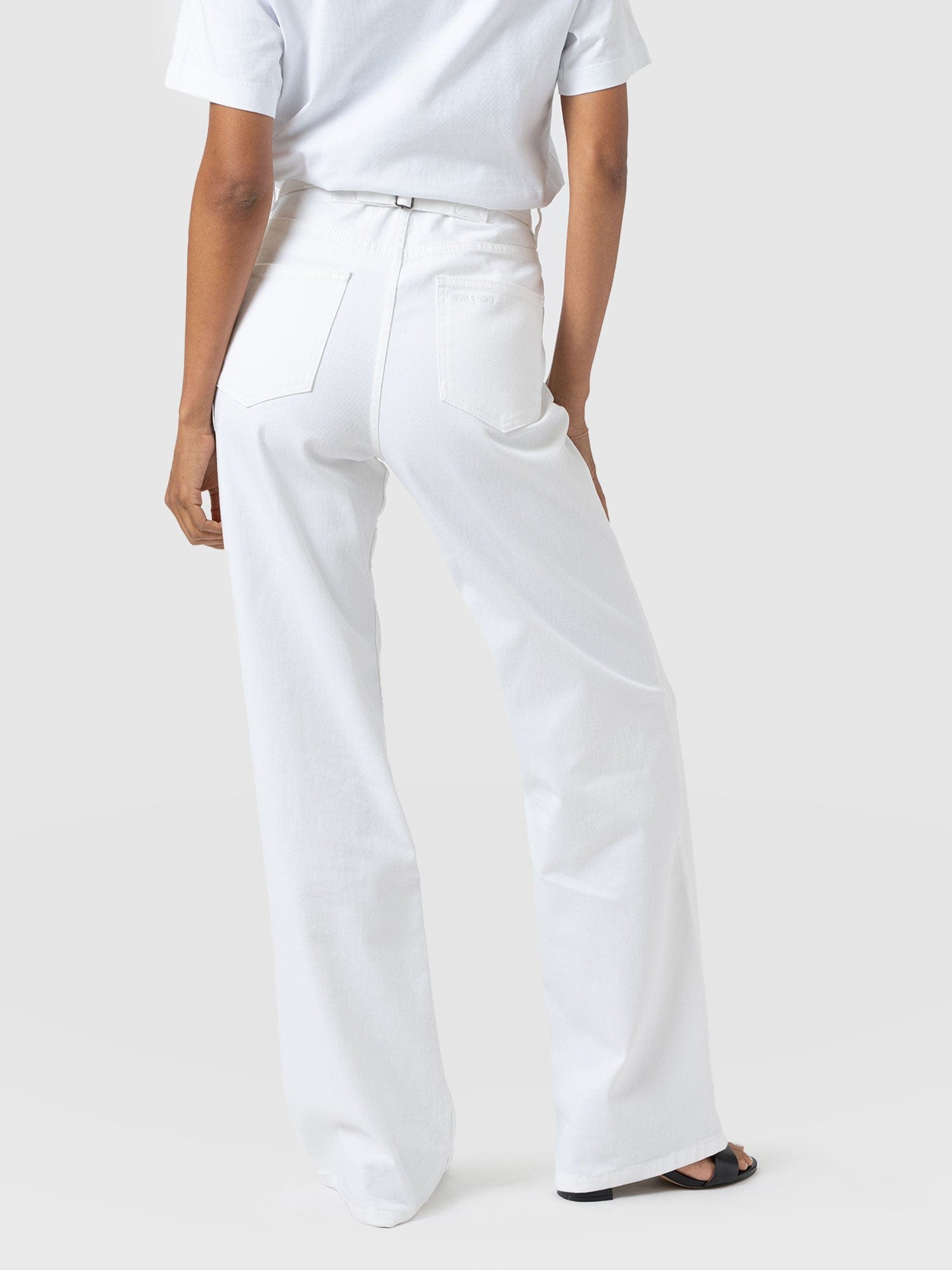 Adjustable Wide Leg Jean - White - Women's Denims | Saint + Sofia® USA