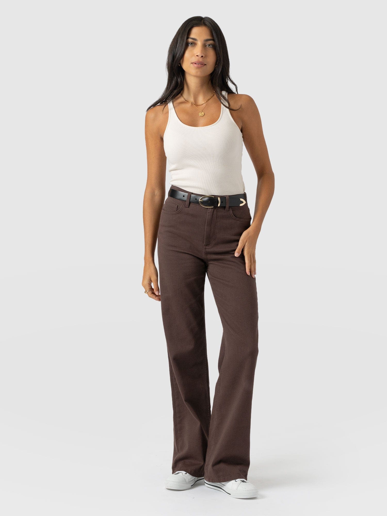 Wide Leg Jeans - Brown - Women's Jeans | Saint + Sofia® USA