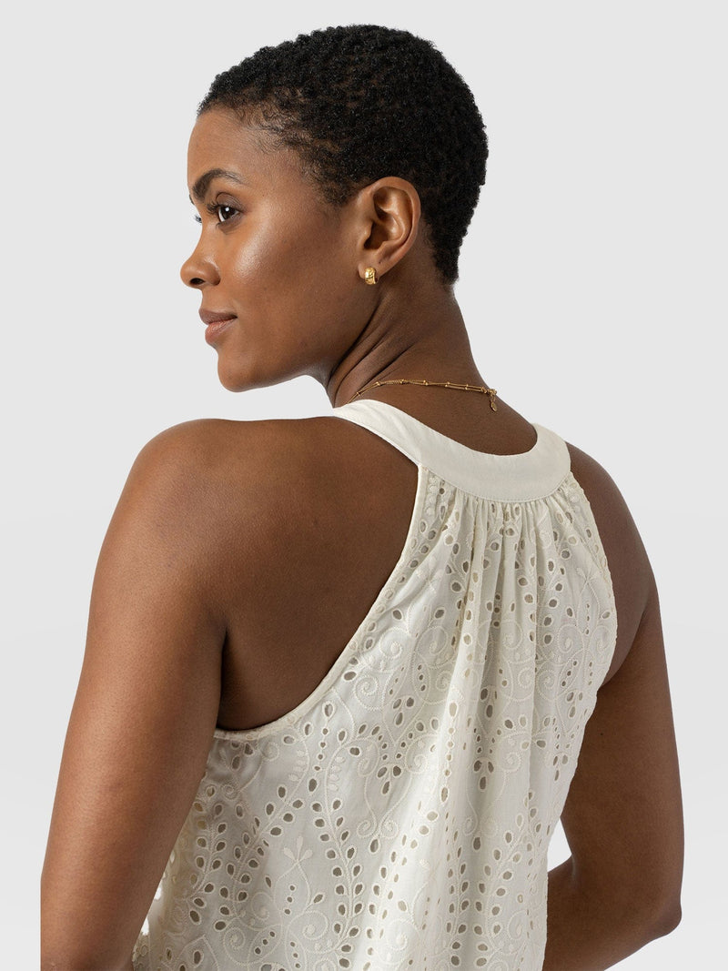 Zoey Halter Neck Dress - White Broderie - Women's Dresses | Saint + Sofia® USA