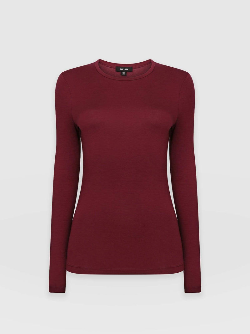 Austen Crew Neck Tee Burgundy - Women's T-Shirt | Saint + Sofia® USA