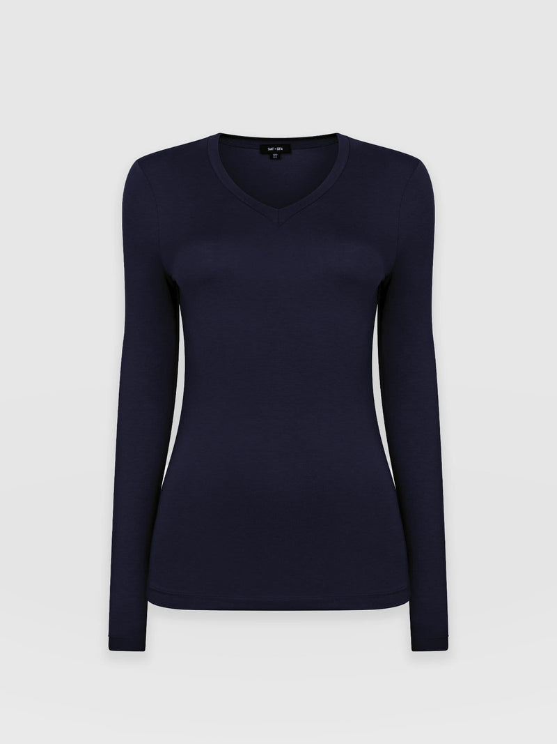 Austen Crew Neck Tee Navy - Women's T-Shirt | Saint + Sofia® USA