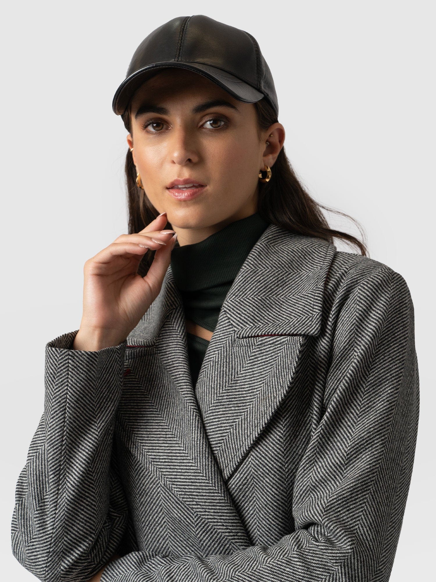 Avalon Leather Baseball Cap Black - Women's Hats | Saint + Sofia® USA