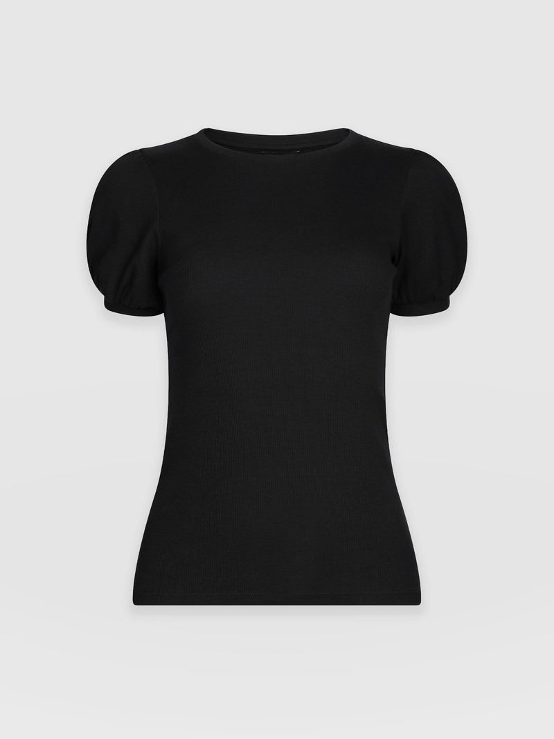Cavendish Tee Puff Sleeve Black - Women's T-Shirts | Saint + Sofia® USA