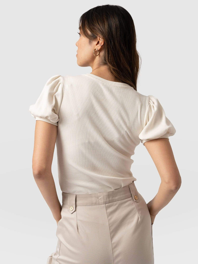 Cavendish Tee Puff Sleeve Cream - Women's T-Shirts | Saint + Sofia® USA