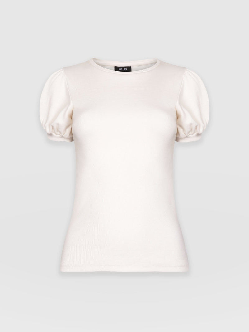 Cavendish Tee Puff Sleeve Cream - Women's T-Shirts | Saint + Sofia® USA