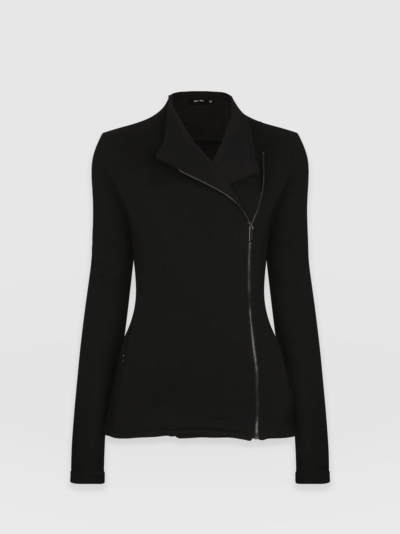 Cotton Biker Jacket Black - Women's Jackets | Saint + Sofia® USA