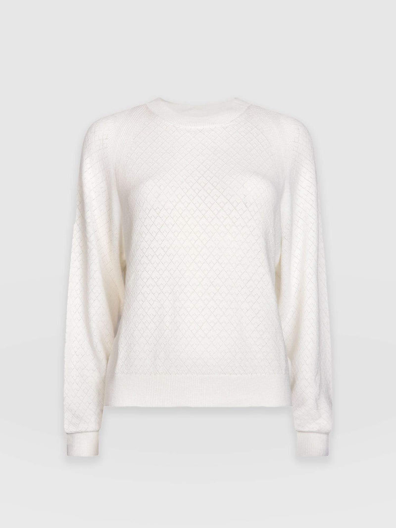 Diamond Knit sweater White - Women's Sweaters | Saint + Sofia® USA
