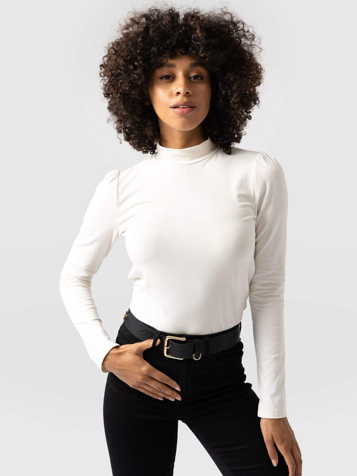 Pretty Mock Neck Cream - Women's Tops | Saint + Sofia® USA