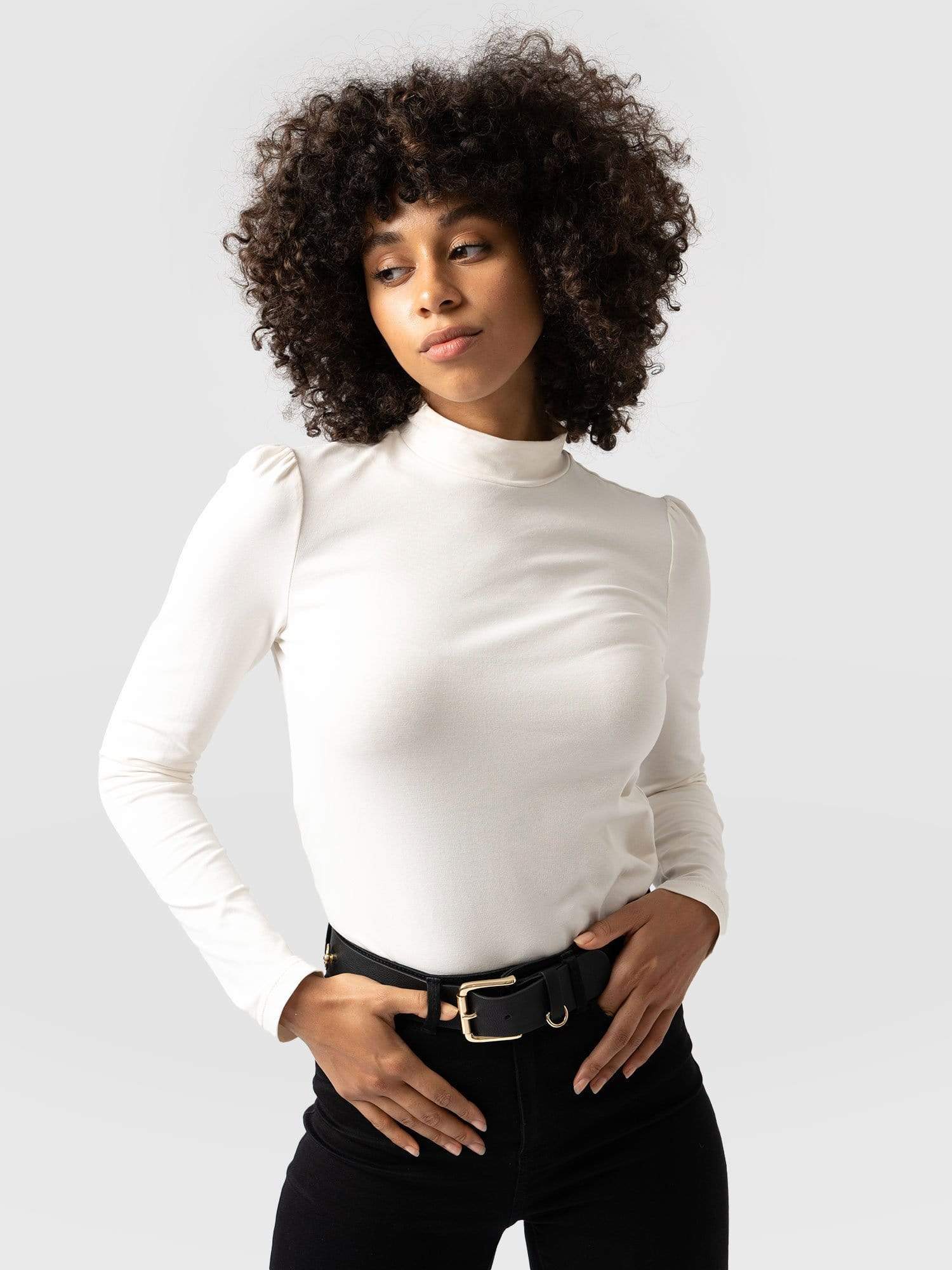 Pretty Mock Neck Cream - Women's Tops | Saint + Sofia® USA