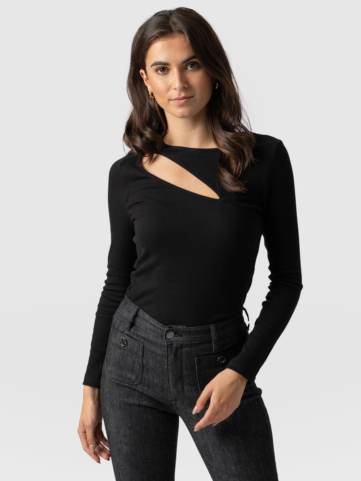 Reveal Tee Long Sleeve Black - Women's T-shirts | Saint + Sofia® USA