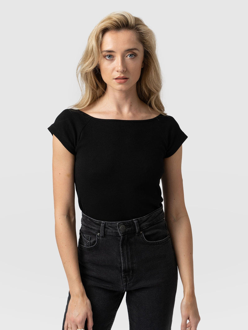 Riviera Tee Black - Women's T-shirts | Saint + Sofia® USA