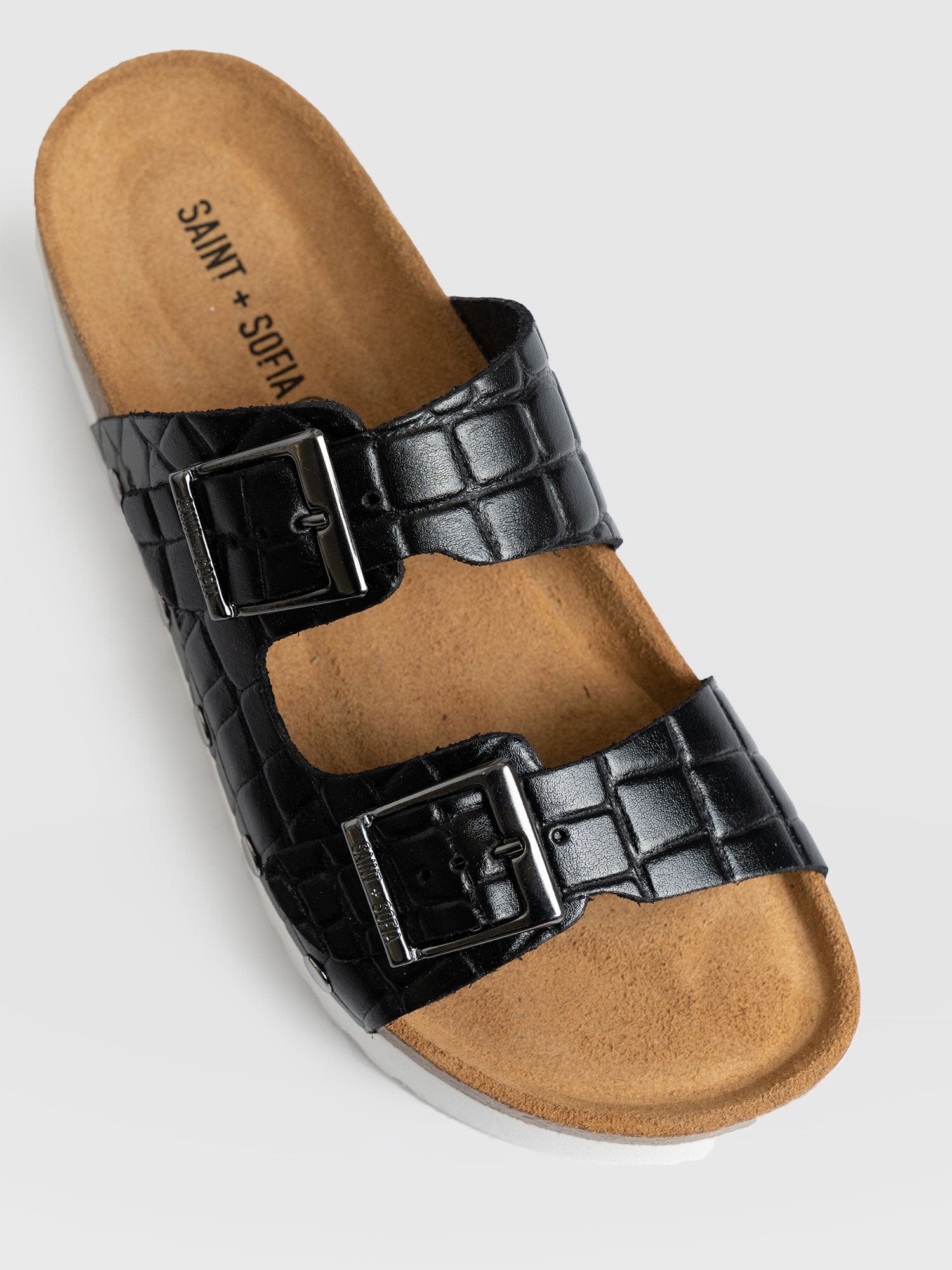 Sutton Slide Black Croc Studded - Women's Sandals | Saint + Sofia® USA