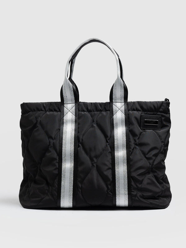 Quilted Tote Bag - Black/Silver
