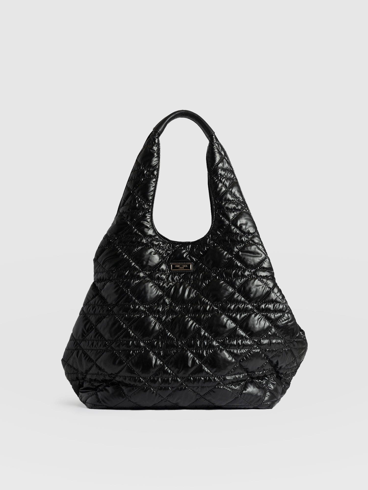 Large Stella Quilted Shoulder Tote Bag - Black
