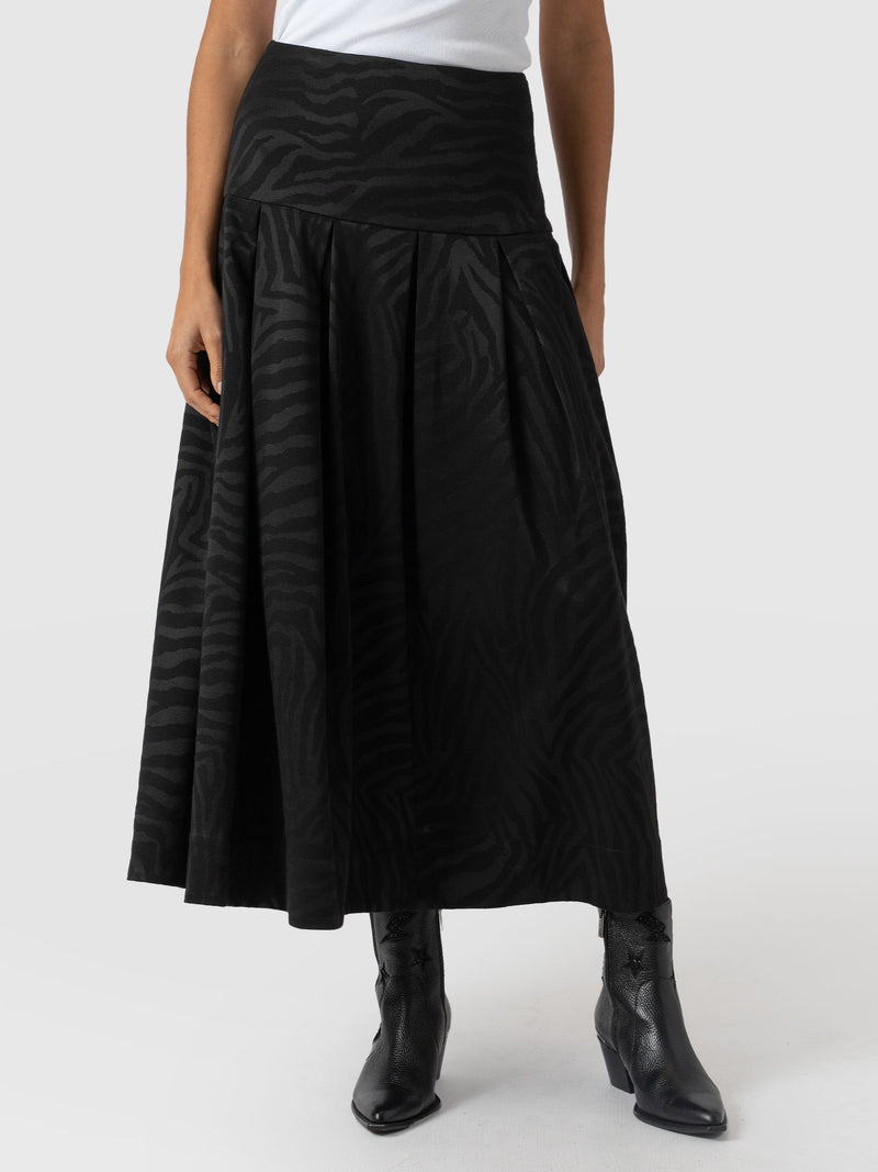 Everly Pleated Skirt - Black Zebra