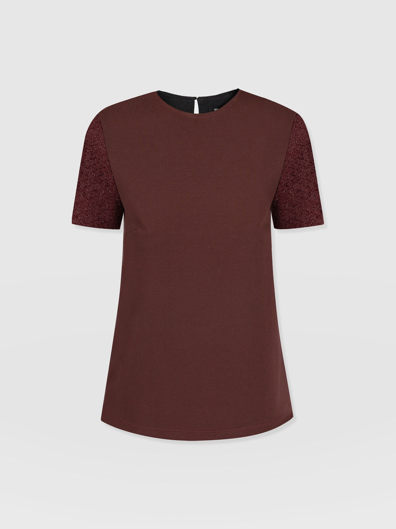 Taylor Contrast Tee - Maroon