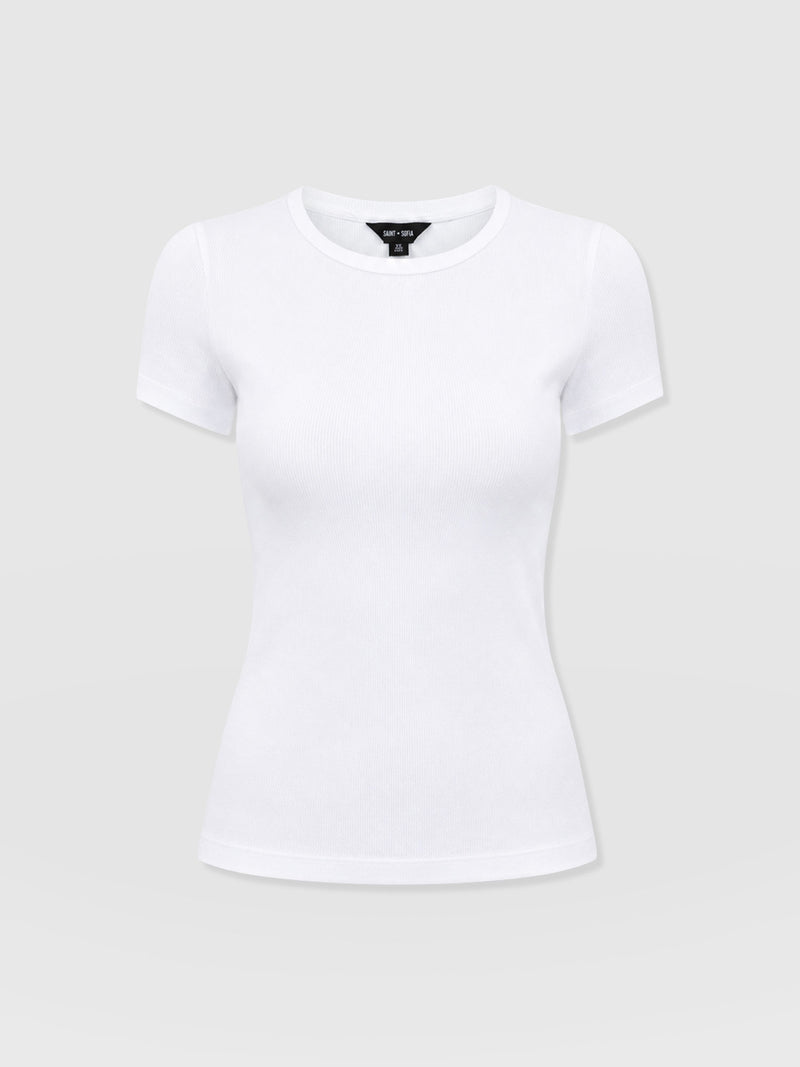 Ribbed Short Sleeve Tee - White