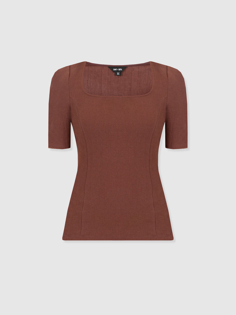 Akia Short Sleeve Tee - Maroon Textured