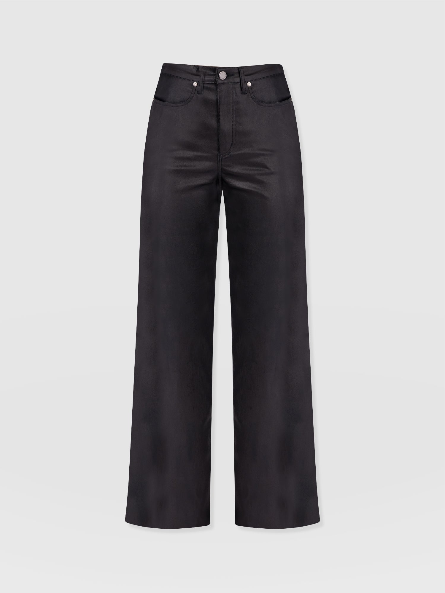 Maeve Wide Leg Pant - Black Coated