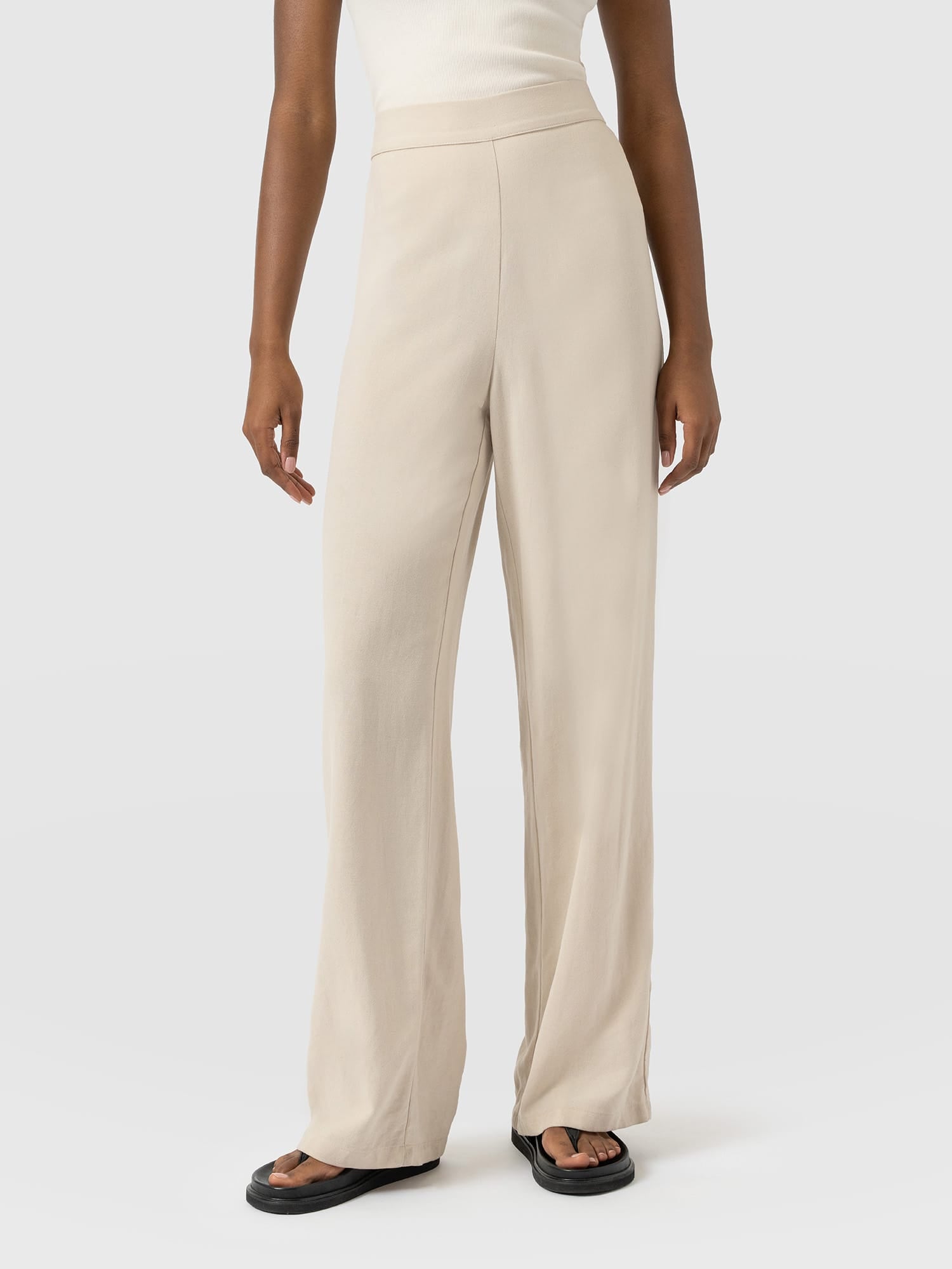 Corinne Wide Leg Linen Pant - Oatmeal