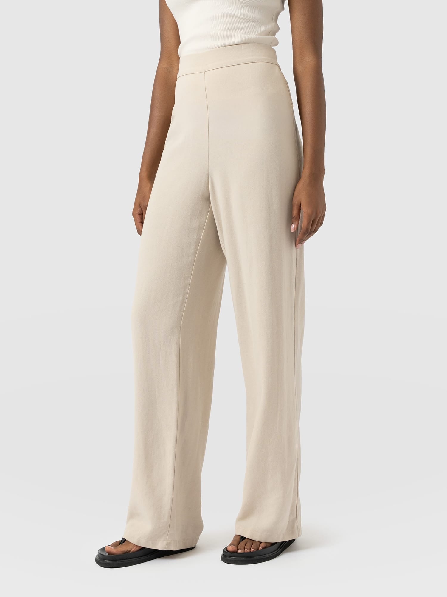 Corinne Wide Leg Linen Pant - Oatmeal
