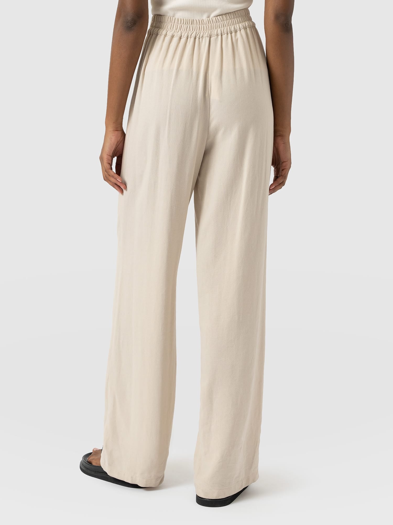 Corinne Wide Leg Linen Pant - Oatmeal